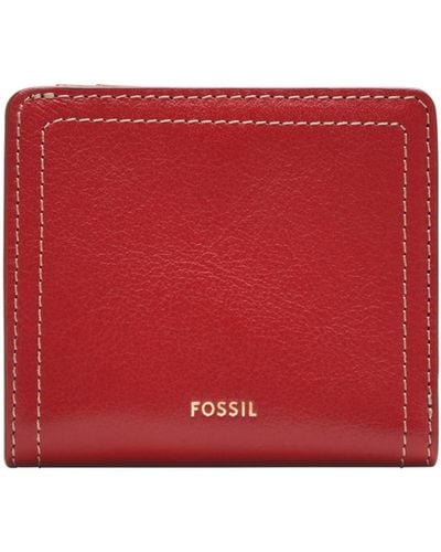 Fossil Logan Litehidetm Leather Rfid Blocking Small Bifold Wallet - Red