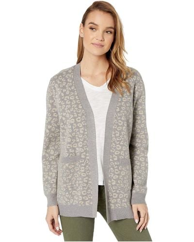 Cupcakes And Cashmere Cheyenne Leopard Jacquard Cardigan - Gray