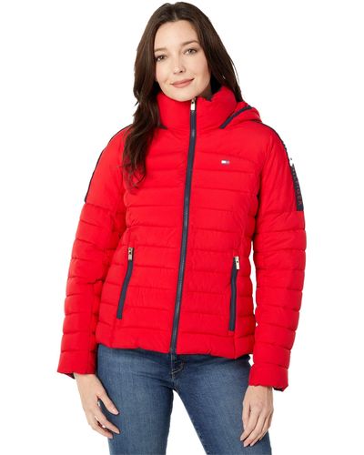 Tommy Hilfiger Hooded Packable Puffer - Red