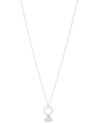 Lucky Brand Delicate Pave Charm Pendant Necklace,silver,one Size - White