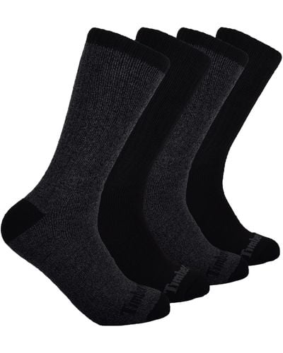 Timberland 4 Pack Performance Cushioned Crew Socks with Wool - Noir