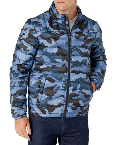 Tommy Hilfiger Sweaterweight Ultra Loft Hooded Packable Puffer Jacket - Blue