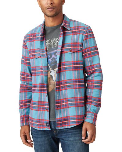 Lucky Brand Solid Workwear Cloud Soft Long Sleeve Flannel - Blue