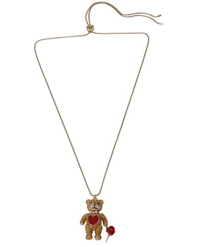 Betsey Johnson Bear Pendant Slider Necklace - Red