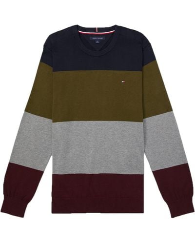 Tommy Hilfiger Adaptive Stripe Crewneck Sweater With Velcro Brand Closure - Multicolor