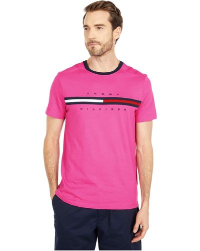 Tommy Hilfiger Adaptive T Shirt With Magnetic-buttons At Shoulders - Pink