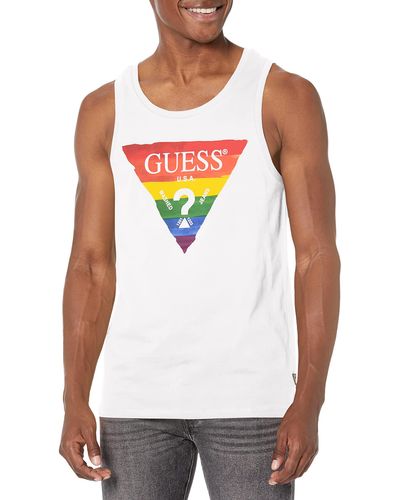 Guess Sleeveless Basic Pride Logo Tank - White
