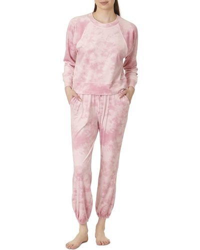 Splendid Long Sleeve Lounge Top And Cozy Bottom Pant Pajama Set Pj - Pink