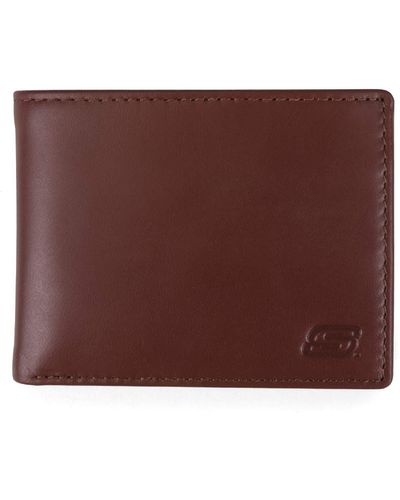 Skechers S Passcase Rfid Leather Wallet With Flip Pockets - Brown