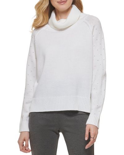 DKNY Turtle Neck Studded Detail Sweater - Gray