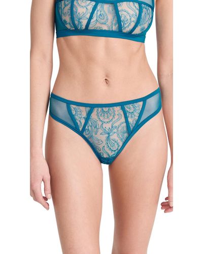 Cosabella Sardegna Embroidered Thong - Blue