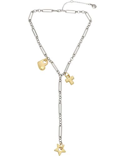 Steve Madden S Puffy Icon Charm Y Necklace - Metallic