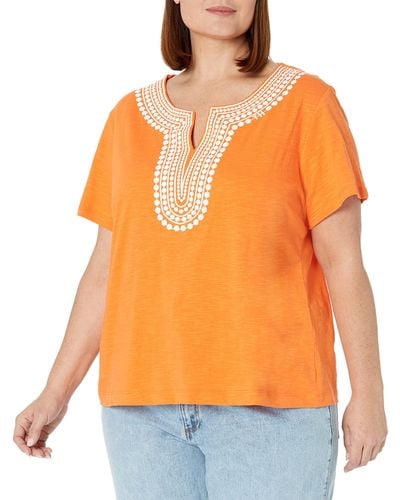Tommy Hilfiger Womens Sportswear Knit Top Blouse - Orange