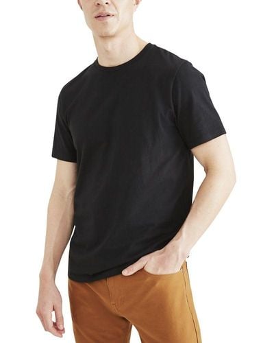 Dockers Slim Fit Short Sleeve Chest Logo Crew Tee Shirt - Black