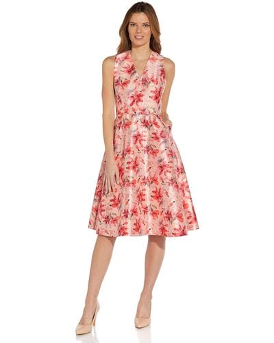Adrianna Papell Floral A-line Dress - Red