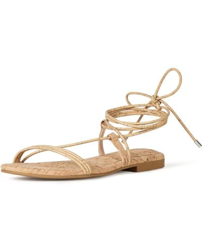 The Drop Samantha Flat Strappy Lace-up Flache Sandale - Mettallic
