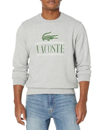 Lacoste Large Croc Graphic Crew Neck Sweatshirt - Gray