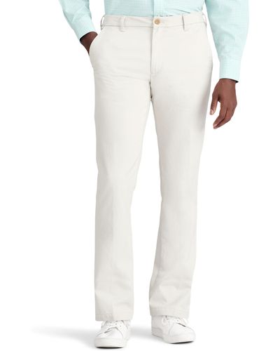 Izod Performance Stretch Straight Fit Flat Front Chino Pant - White