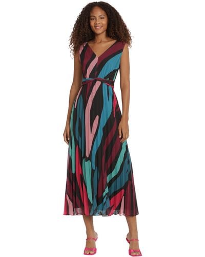 Donna Morgan Sleeveless Pleated Skirt Maxi Dress - Multicolor