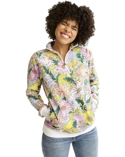 Vera Bradley French Terry Quarter-zip Sweatshirt With Pockets - Multicolor