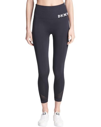 DKNY Womens Tummy Control Workout Yoga Leggings - Blue