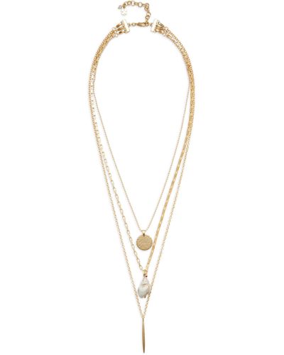 Lucky Brand Shell Charm Layer Necklace - White
