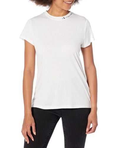 Calvin Klein Jeans Minimal Logo Short Sleeve Fashion Tee Shirt - White