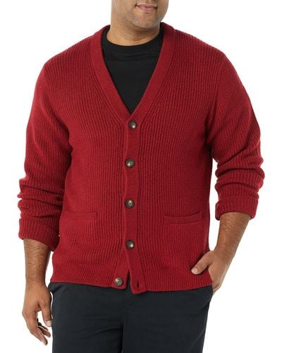 Amazon Essentials Long-sleeve Cardigan Sweater - Red