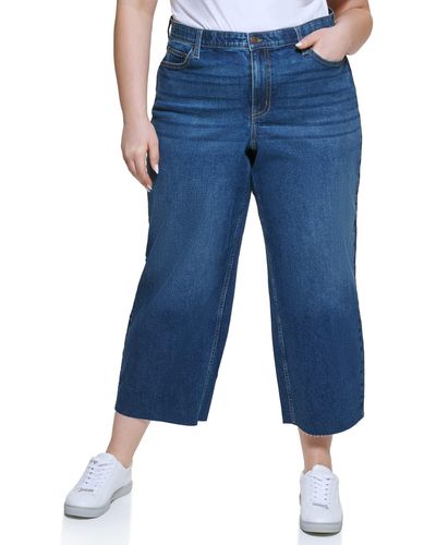 Calvin Klein Jeans Plus Size Hi Rise Wide Leg Denim - Blue