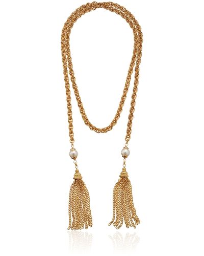 Ben-Amun Knotted Tassel Gold Chain Necklace - Black