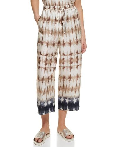 DKNY Wide Leg Cropped Everyday Pant - Natural