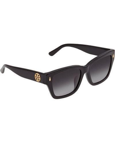 Tory Burch Ty7167u Universal Fit Polarized Rectangular Sunglasses - Black