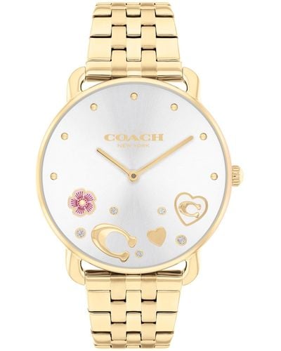 COACH Stainless Steel Wristwatch Charms In The Dial - Water Resistant 3 Atm/30 Meters - Premium Fashion Timepiece For All Occasions - Metallic