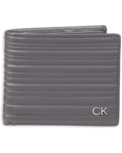Calvin Klein Rfid Passcase Leather Wallet - Gray