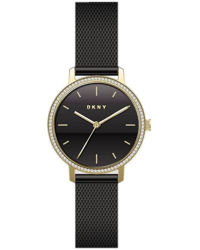 DKNY The Modernist Quartz Metal And Mesh Three-hand Dress Watch - Black