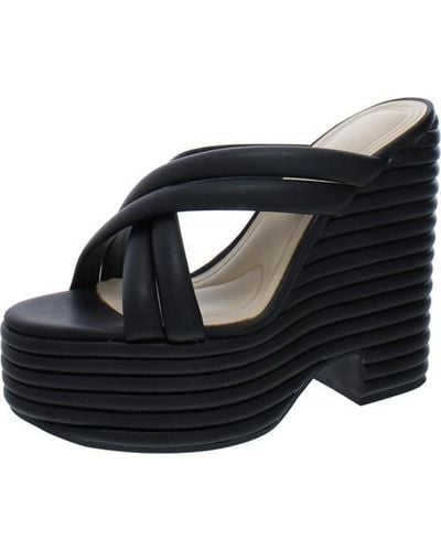Jessica Simpson S Citlali Faux Leather Wedge Sandals Black 9 Medium