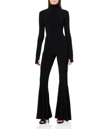 Norma Kamali Long Sleeve Turtleneck Fishtail Jumpsuit - Black