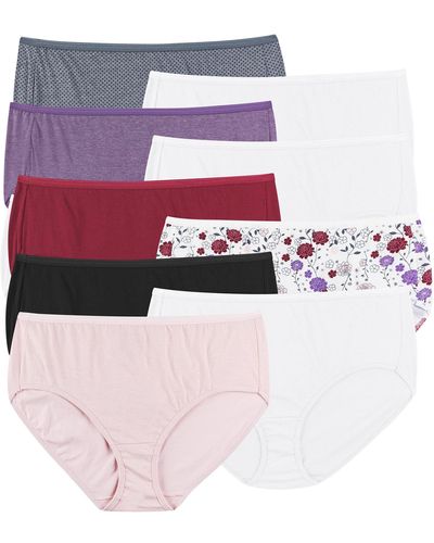 Hanes Plus Size Cool Comfort Cotton Brief 10-pack - Pink