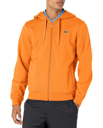 Lacoste Sport Long Sleeve Fleece Full Zip Hoodie Sweatshirt - Orange