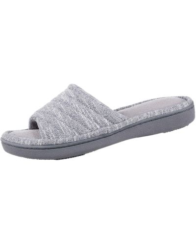 Isotoner Space Dyed Andrea Slide Slipper With Moisture Wicking For Indoor/outdoor Comfort And Arch Support - Gray