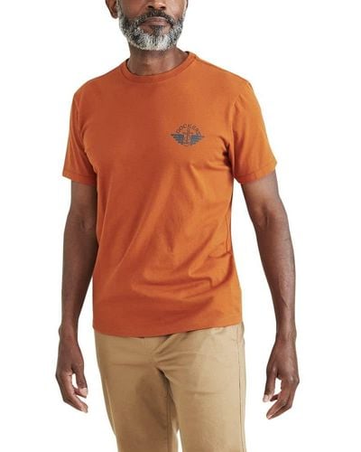 Dockers Slim Fit Short Sleeve Graphic Tee Shirt, - Orange