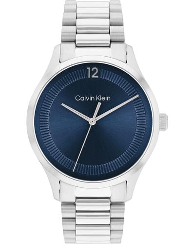 Calvin Klein Quartz Stainless Steel Case And Link Bracelet Watch - Blue