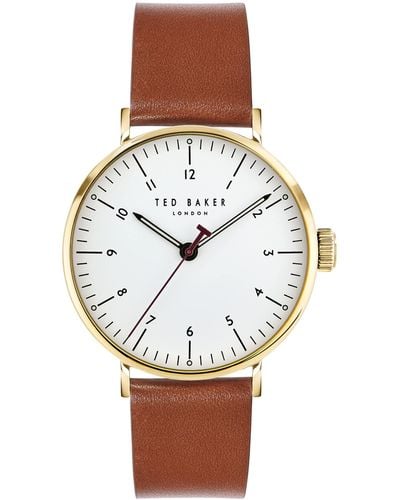 Ted Baker 41 Mm Howden 3h Leather Strap Watch - Black