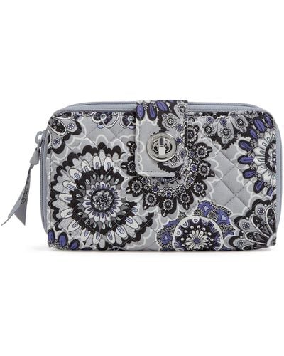 Vera Bradley Cotton Turnlock Wallet With Rfid Protection - Gray