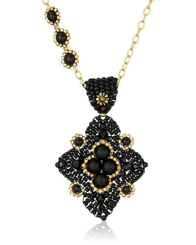 Miguel Ases Black Onyx Diamond Pendant Necklace