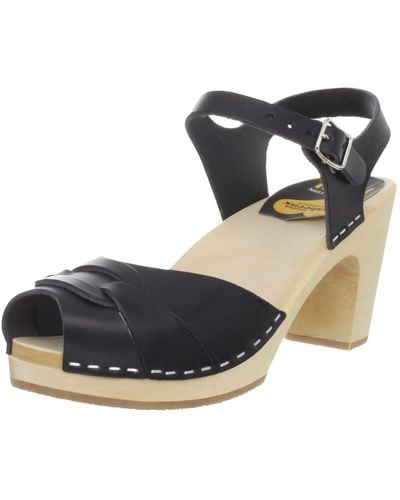 Swedish Hasbeens Peep Toe Super High Sandals,black,8 M Us