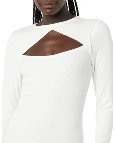 Amazon Essentials Fine Rib Long Sleeve Cutout Bodysuit - White