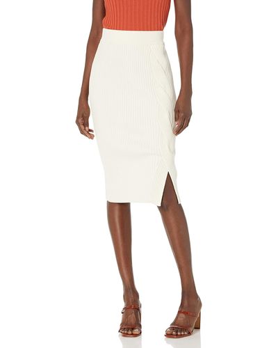 BCBGeneration Ribbed Midi Skirt With Slit - White