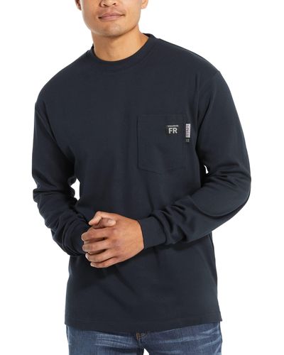 Wolverine Flame Resistant Long Sleeve T-shirt - Blue