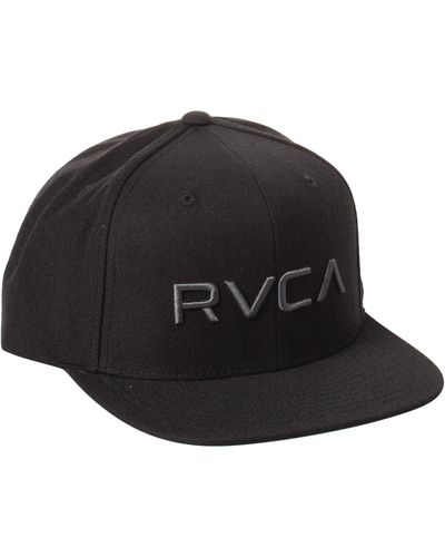 RVCA Adjustable Straight Brim Snapback Hat/black/charcoal